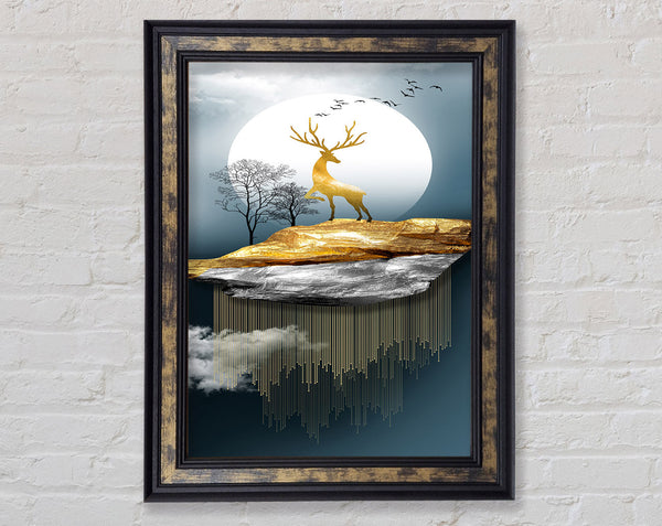 Golden Stag On Golden Rock