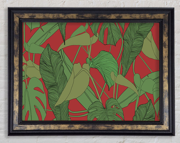 Green Leaves On Red