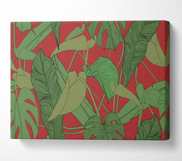 Green Leaves On Red