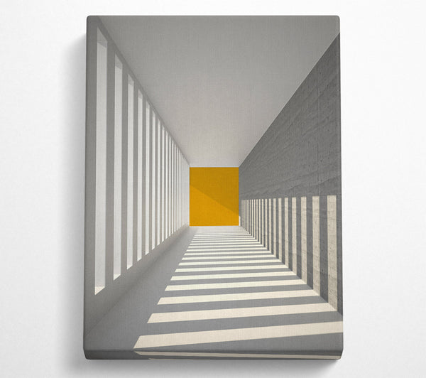 Grey Corridor With Gold Block