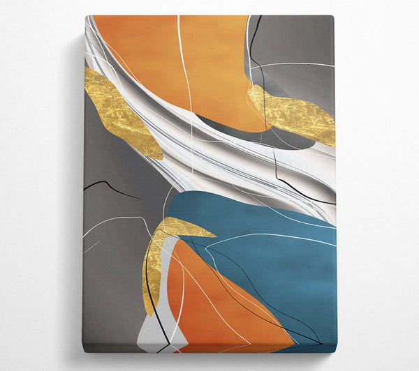 Grey  Blue And Orange Abstract