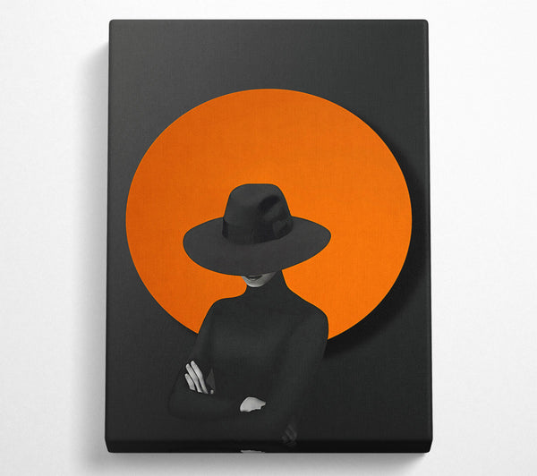 Lady In Black With Orange Circle