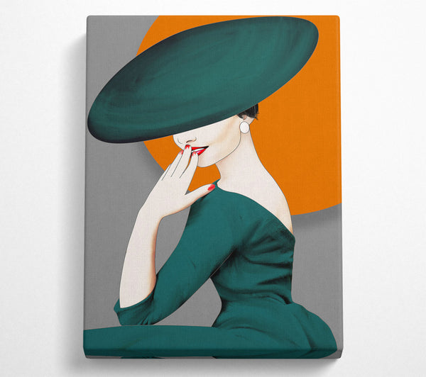 Lady In Green Hat And Dress