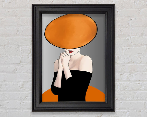 Lady In Orange Hat Wearing Black Dress