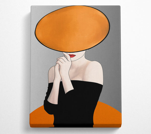 Lady In Orange Hat Wearing Black Dress