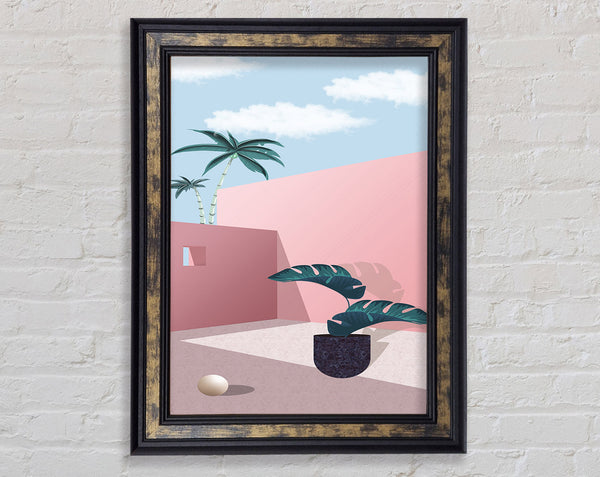 Pink Walls And Palm Tree