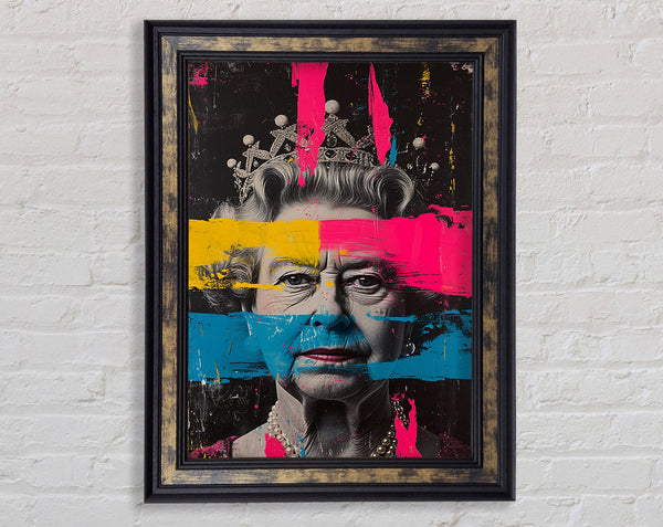 Queen Elizabeth Pink Yellow Blue Graffiti