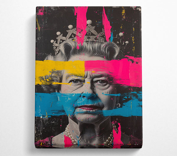 Queen Elizabeth Pink Yellow Blue Graffiti