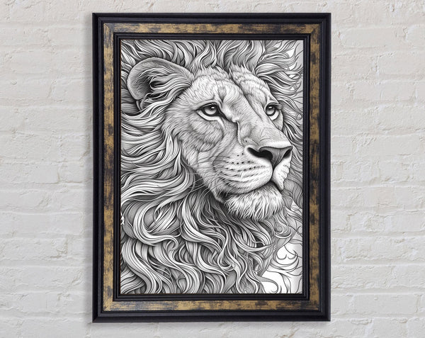 Realistic Line Lion