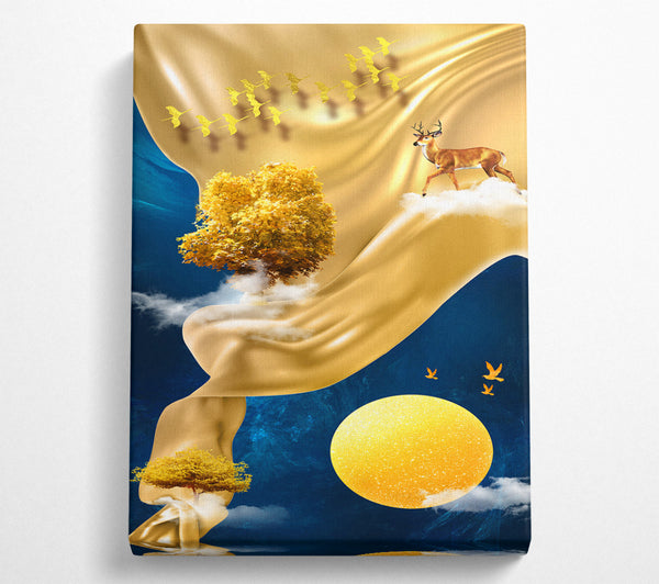 Reindeer On Golden Sheet