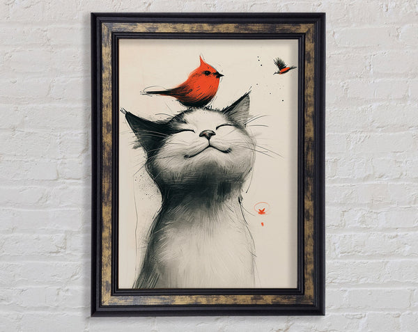 The Red Bird And Cat