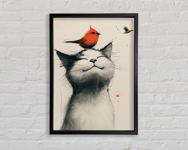 The Red Bird And Cat