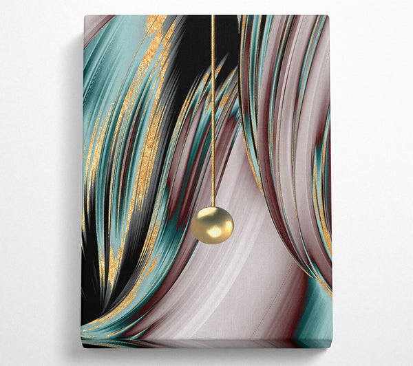 Turquoise  Burgundy And Gold Swirl