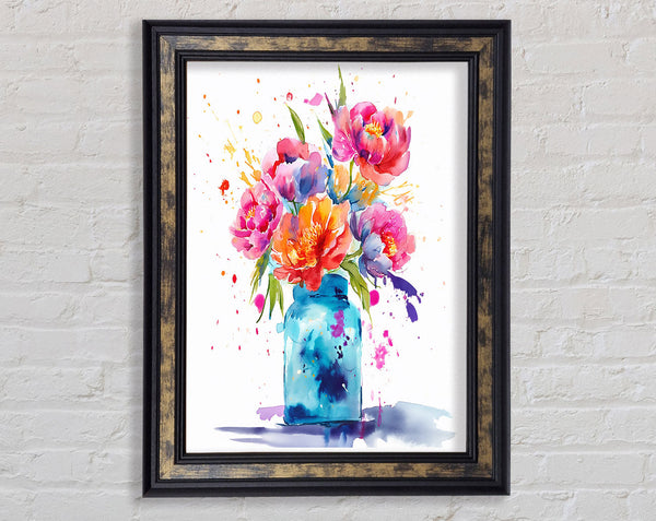 Vibrant Flowers Vase Watercolour