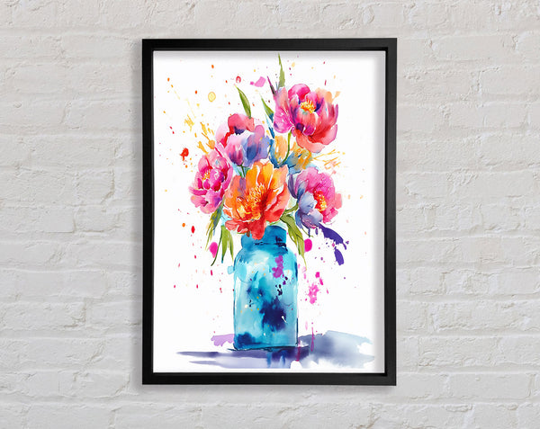 Vibrant Flowers Vase Watercolour