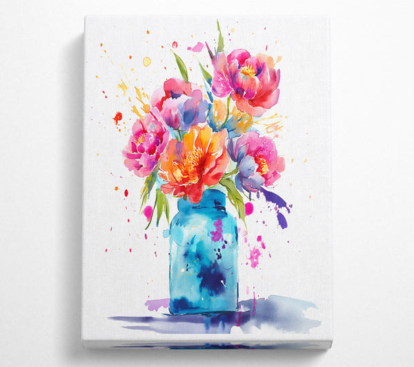 Vibrant Flowers Vase Watercolour