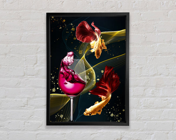 Vibrant Wine Glass With Fish