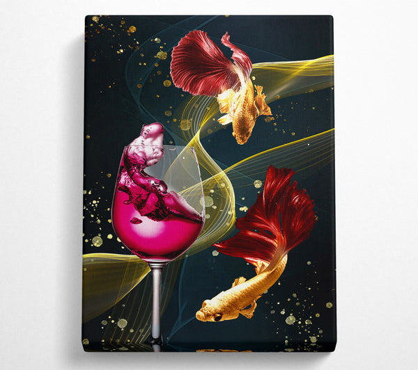 Vibrant Wine Glass With Fish