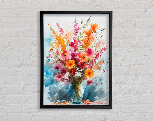 Watercolour Flowers In A Vase