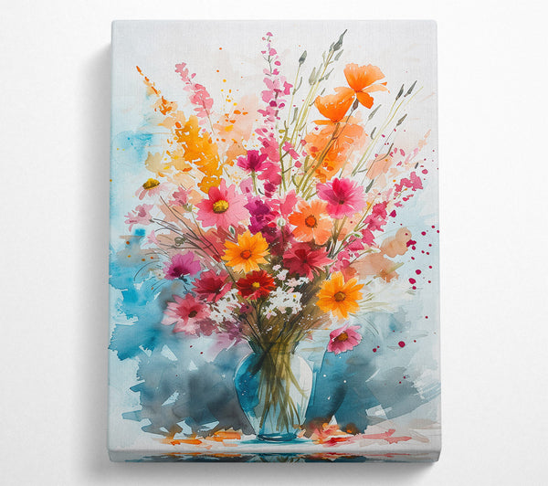 Watercolour Flowers In A Vase