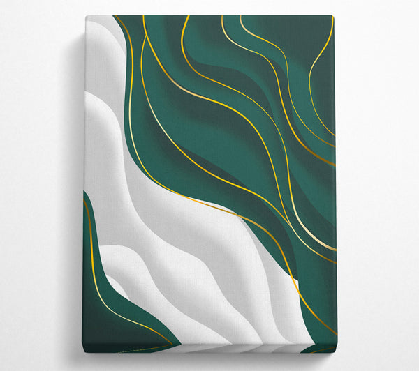 Wavy Green And Gold Lines