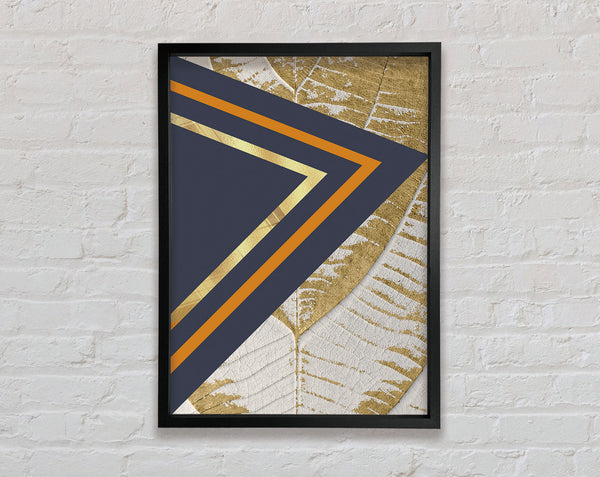 White And Gold Leaf Pattern With Abstract Triangles