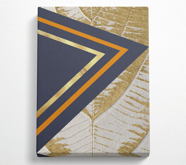 White And Gold Leaf Pattern With Abstract Triangles