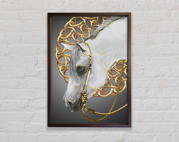 Walnut Horse With Gold Chains