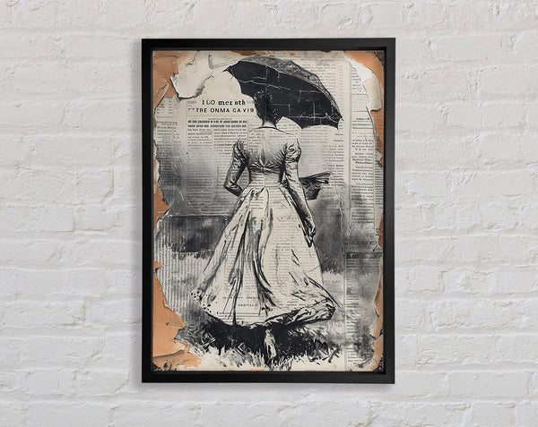 Woman With Umbrella Newspaper