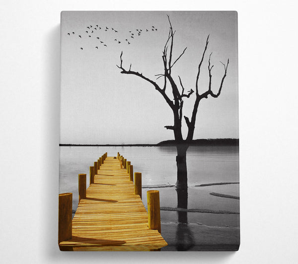 Yellow Boardwalk On Lake