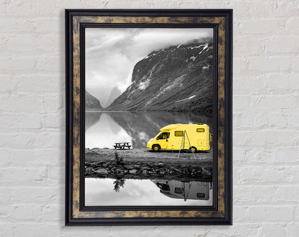 Yellow Campervan At Grey Lake