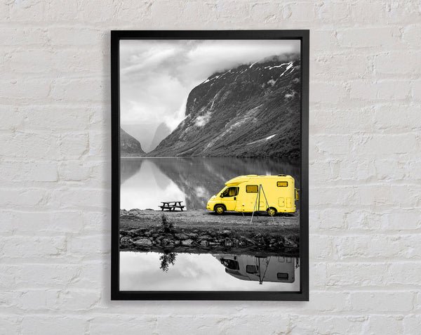 Yellow Campervan At Grey Lake