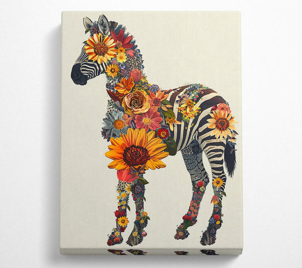 A Colorful Floral Zebra