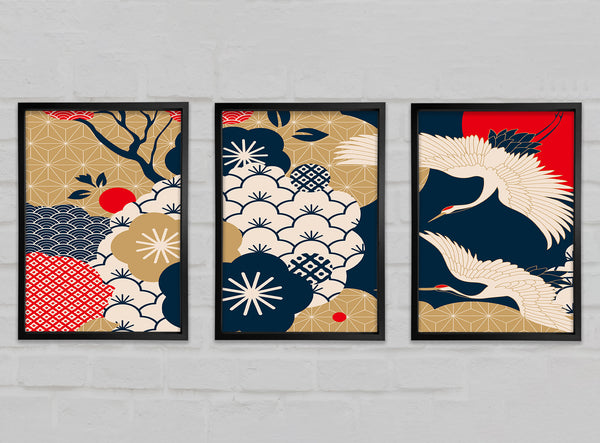 Japanese Geometric Art Birds