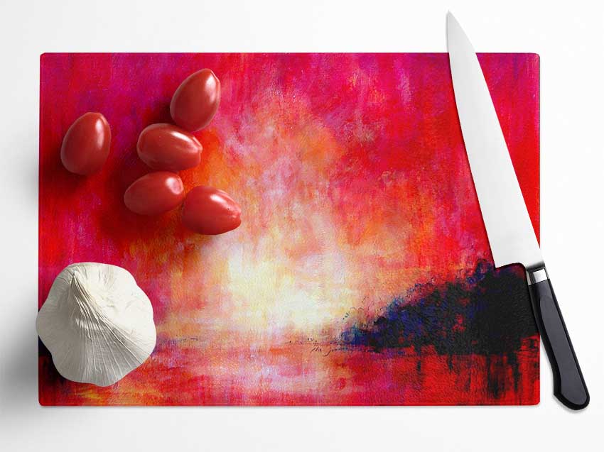 Abstract Pink River Glass Chopping Board