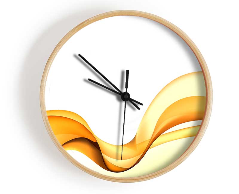 Golden Yellow Wave Clock - Wallart-Direct UK