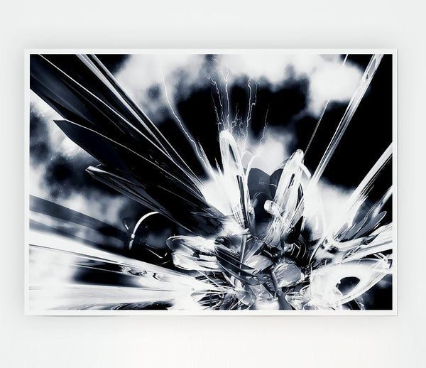 Black N White Explosive Print Poster Wall Art