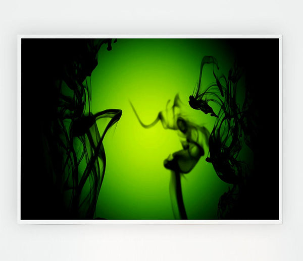 Black Smoke On Lime Green Print Poster Wall Art