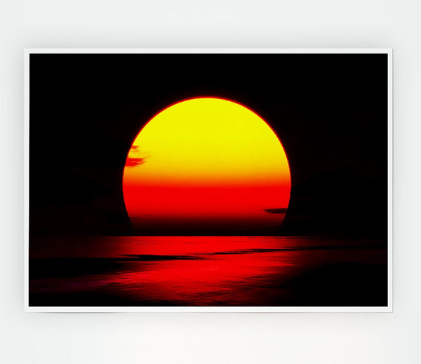 Blazing Yellow Sun Print Poster Wall Art