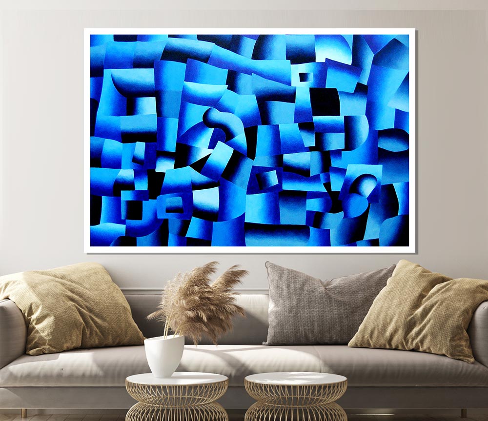 Blue Confusion Print Poster Wall Art