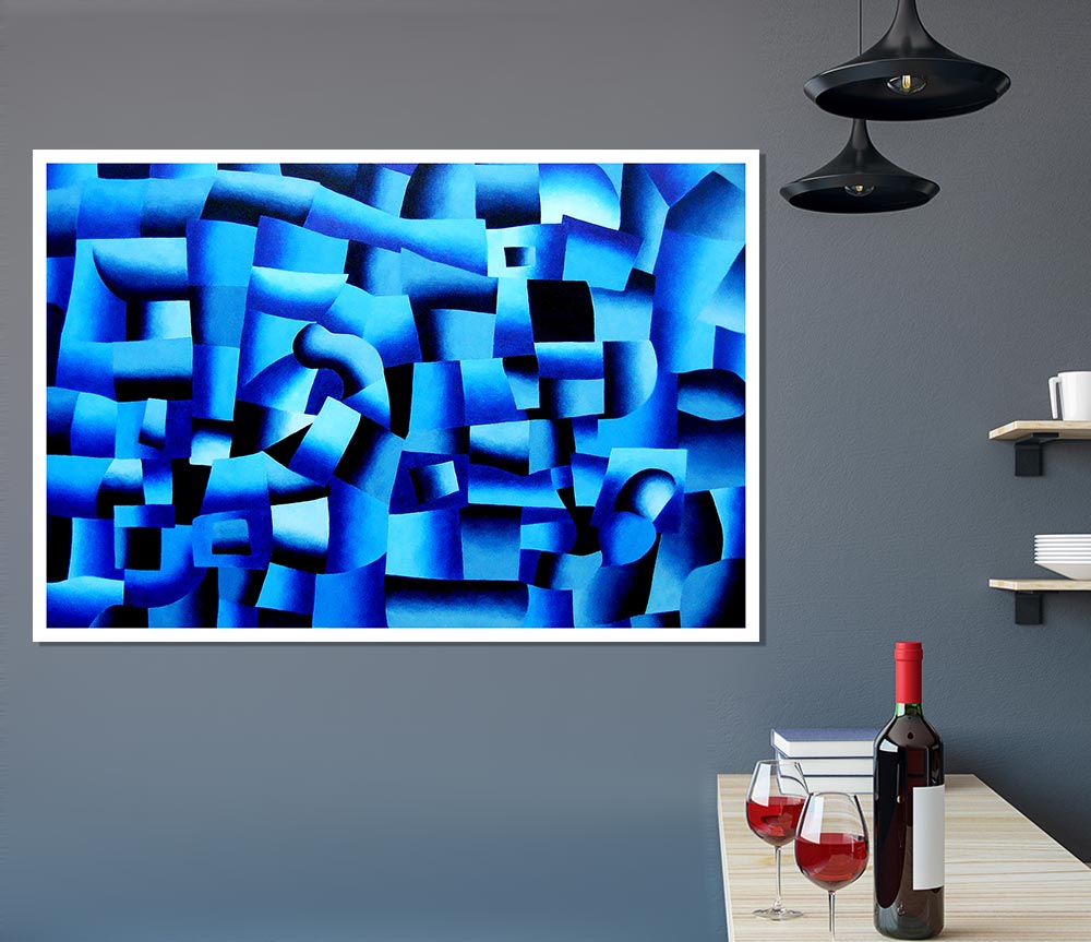 Blue Confusion Print Poster Wall Art