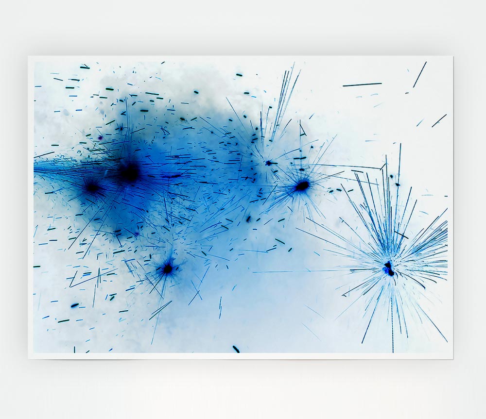 Blue Fireworks Print Poster Wall Art