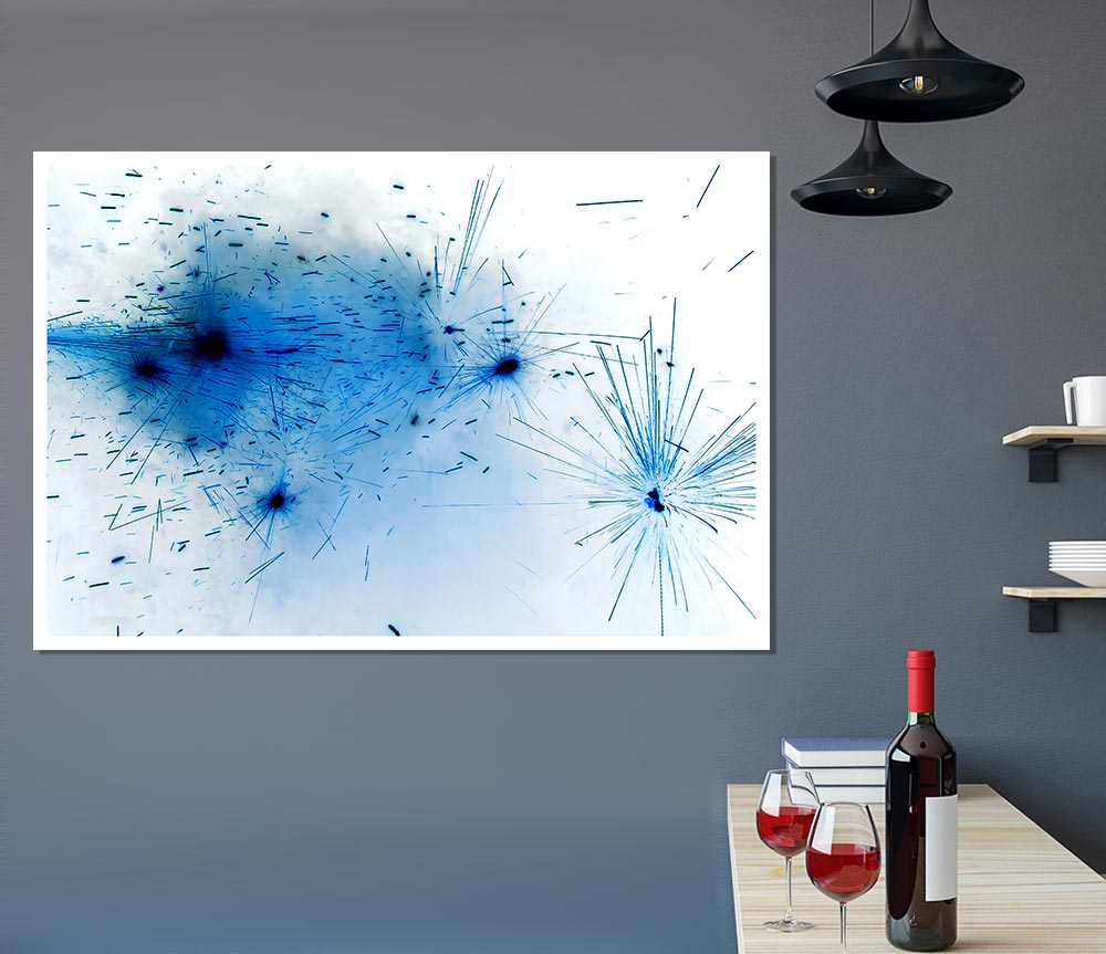 Blue Fireworks Print Poster Wall Art