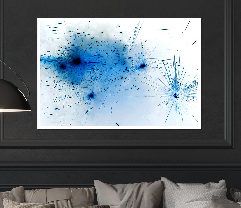 Blue Fireworks Print Poster Wall Art