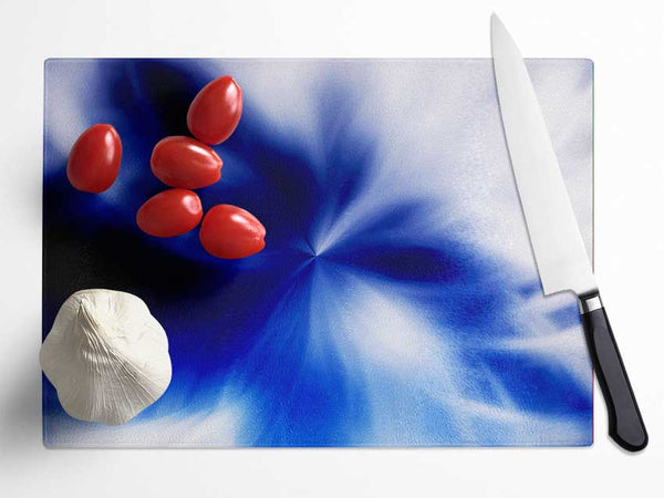 Blue Magical Daisy Centre Glass Chopping Board