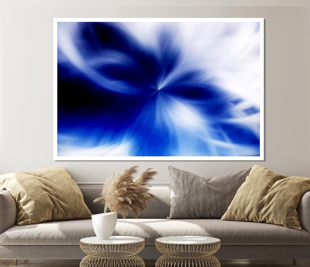 Blue Magical Daisy Centre Print Poster Wall Art