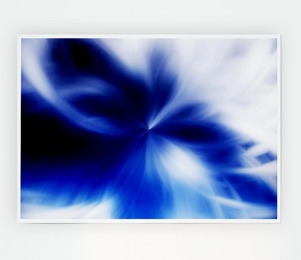 Blue Magical Daisy Centre Print Poster Wall Art