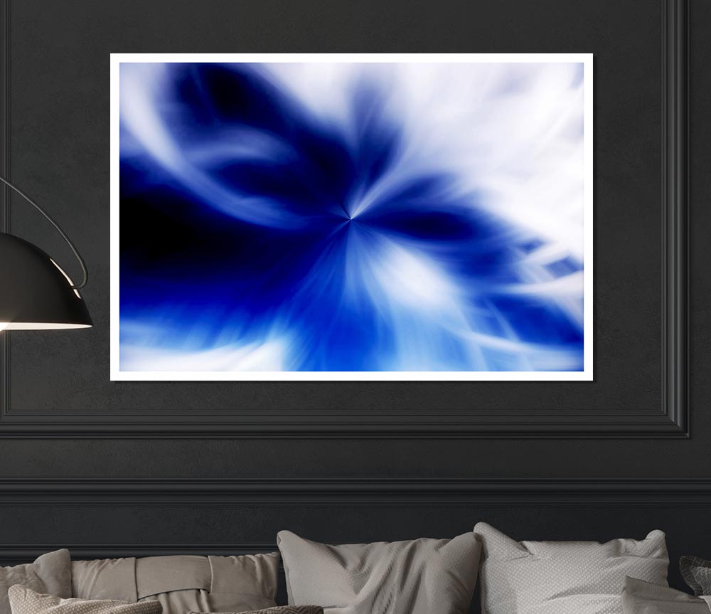 Blue Magical Daisy Centre Print Poster Wall Art