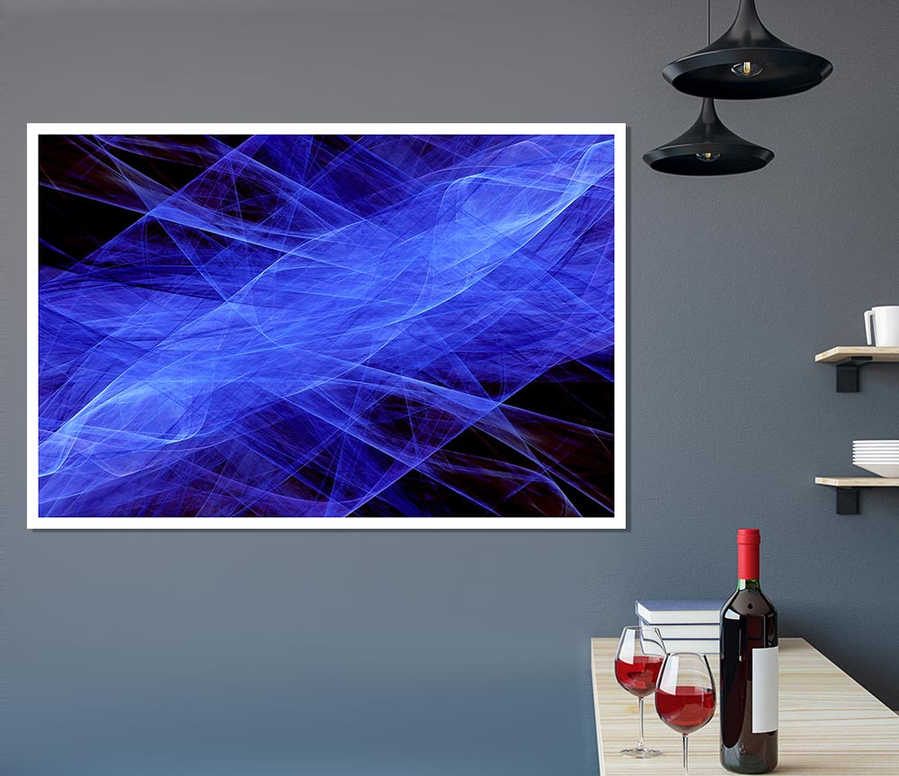 Blue Sound Wave Print Poster Wall Art