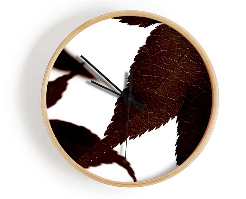 Brown Autumn Leaf Clock - Wallart-Direct UK